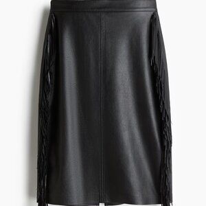 BRAND NEW H & M Coated Skirt with Fringe w/tags